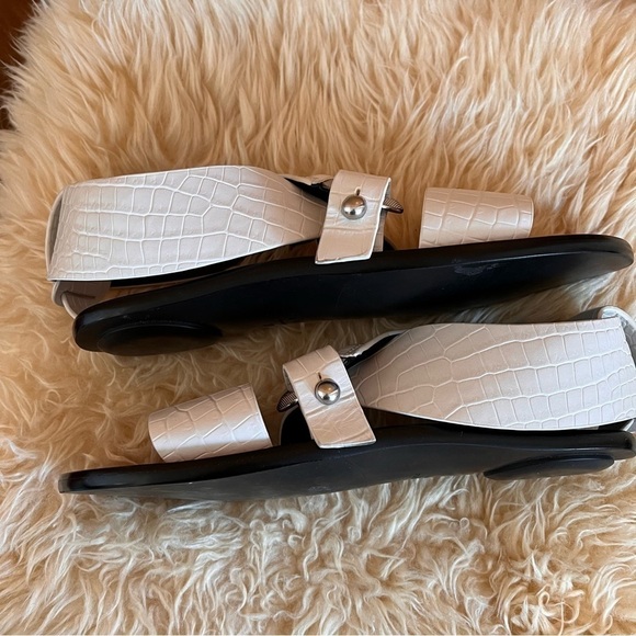 Rag & Bone White August Mock-Croc Flat Sandals Sz-37 - Picture 5 of 9